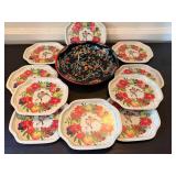Daher Decorated Ware Tin Tray Lot 10 England Bird Floral Serving Trays