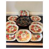 Daher Decorated Ware Tin Tray Lot 10 England Bird Floral Serving Trays