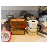 Vintage Kitchenware Cookware Lot Aluminum Utensils Sifter Rosette Iron