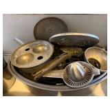 Vintage Kitchenware Cookware Lot Aluminum Utensils Sifter Rosette Iron