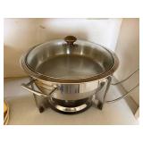 Round Stainless Steel Chafing Dish Buffet Server w/ Glass Lid Stand