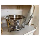 Round Stainless Steel Chafing Dish Buffet Server w/ Glass Lid Stand