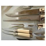 Vintage Sheffield Carving Knife Set Cream Handles 11 Pc Mixed Lot