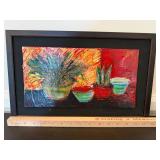 Bonnie Cutts Framed Acrylic on Paper Pointed Leaves 2000 Artwork