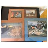 Framed Western Country Art Print Set of 4 Matted Wall Decor Lot