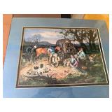 Framed Western Country Art Print Set of 4 Matted Wall Decor Lot