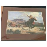 Framed Western Country Art Print Set of 4 Matted Wall Decor Lot