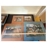 Framed Western Country Art Print Set of 4 Matted Wall Decor Lot