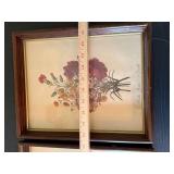 Vintage Framed Floral Botanical Prints Pair French Labels 11x14