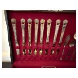 1847 Rogers Bros Silverplate Flatware Set w Chest Floral Pattern