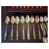 1847 Rogers Bros Silverplate Flatware Set w Chest Floral Pattern
