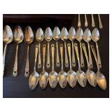 1847 Rogers Bros Silverplate Flatware Set w Chest Floral Pattern