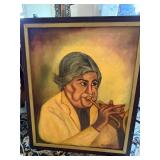 Rose Jacques 1975 Signed Portrait Painting Trumpet Player Framed  (portrait of Lark Merryman)