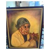 Rose Jacques 1975 Signed Portrait Painting Trumpet Player Framed  (portrait of Lark Merryman)