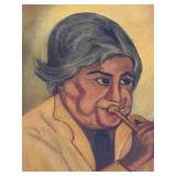 Rose Jacques 1975 Signed Portrait Painting Trumpet Player Framed  (portrait of Lark Merryman)