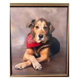 Framed Dog Portrait Wall Art Print Signed Lower Right 22x28 Good