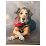 Framed Dog Portrait Wall Art Print Signed Lower Right 22x28 Good
