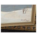 Framed Signed Winter Landscape Painting on Board Decorative Wall Art
