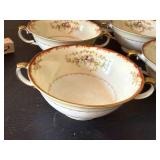 Meito China Hand Painted Japan Cream Soup Cups Floral Gilt Set of 9