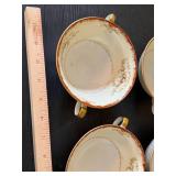 Meito China Hand Painted Japan Cream Soup Cups Floral Gilt Set of 9