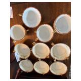 Meito China Hand Painted Japan Cream Soup Cups Floral Gilt Set of 9