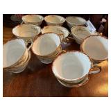 Meito China Hand Painted Japan Cream Soup Cups Floral Gilt Set of 9