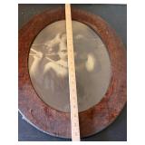 Antique Oval Framed Sepia Child Portrait Print Convex Glass 21in
