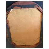 Antique Oval Framed Sepia Child Portrait Print Convex Glass 21in