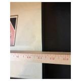 Signed Abstract Mixed Media Framed Artwork Pink Black c.1939 12in