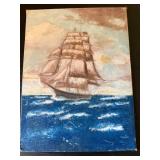 Vintage Nautical Ship Painting on Grumbacher Canvas Panel 9x12