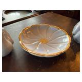 Ceramic Swan Vanity Set Gold Trim 3 Pc Figurines & Dish Good