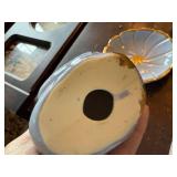 Ceramic Swan Vanity Set Gold Trim 3 Pc Figurines & Dish Good