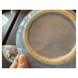 Ceramic Swan Vanity Set Gold Trim 3 Pc Figurines & Dish Good