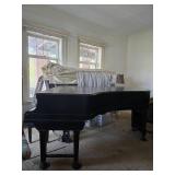 Henry F. Miller Baby Grand Piano Black Finish w/ Bench Good Cond