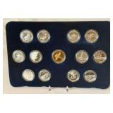 1992 Canadian 125th Anniversary 95.5% Silver 13 coin Proof Set Tray with Coins only, no external hard case, no COA