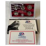 2004 State Quarters Silver Proof Set (MI, FL, TX, IA, WI) - original package with COA