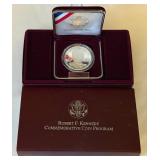 1998 S-Robert F Kennedy Memorial Proof SILVER Dollar - original package, COA missing