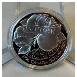 1996 Royal Canadian Proof Silver Dollar - McIntosh Apple Original Packaging w/ COA