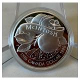 1996 Royal Canadian Proof Silver Dollar - McIntosh Apple Original Packaging w/ COA