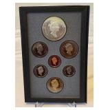 1990 Royal Canadian Double Dollar 7 Coin Proof Set - Kelsey Silver Dollar Coins and Case only, fire damage evident