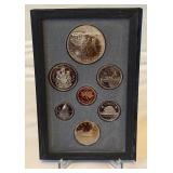 1992 Royal Canadian Double Dollar 7 Coin Proof Set - Stagecoach Silver Dollar Coins and Case only, fire damage evident