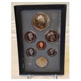 1992 Royal Canadian Double Dollar 7 Coin Proof Set - Stagecoach Silver Dollar Coins and Case only, fire damage evident