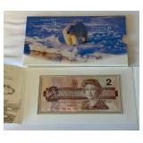 1996 Canadian Uncirculated $2 Coin and Bank Note Set Original Packaging w/ COA