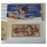 1996 Canadian Uncirculated $2 Coin and Bank Note Set Original Packaging w/ COA