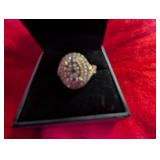 Size 7 1.5 Carat Mined Diamond 14 Carat Gold Cushion Bridal Ring, Never Worn!