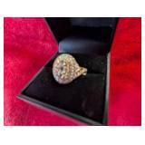Size 7 1.5 Carat Mined Diamond 14 Carat Gold Cushion Bridal Ring, Never Worn!