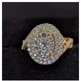 Size 7 1.5 Carat Mined Diamond 14 Carat Gold Cushion Bridal Ring, Never Worn!