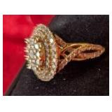 Size 7 1.5 Carat Mined Diamond 14 Carat Gold Cushion Bridal Ring, Never Worn!