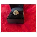 Size 7 1.5 Carat Mined Diamond 14 Carat Gold Cushion Bridal Ring, Never Worn!