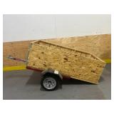 4 Foot Haul Master 1090 LB Capacity Utility Trailer with 12" Wheels and Custom Built Wooden Enclosure